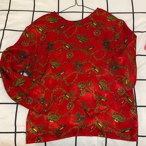 Vintage long sleeve red blouse